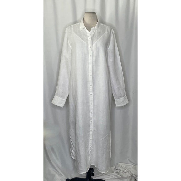NWT!! J. CREW Tunic Shirtdress Linen Solid White Dress Shirt Dress Medium - Picture 3 of 16